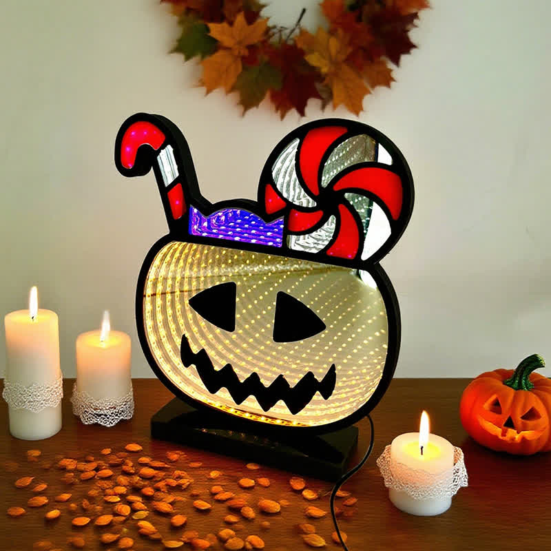 3D Pumpkin Infinity Lights Halloween Decoration