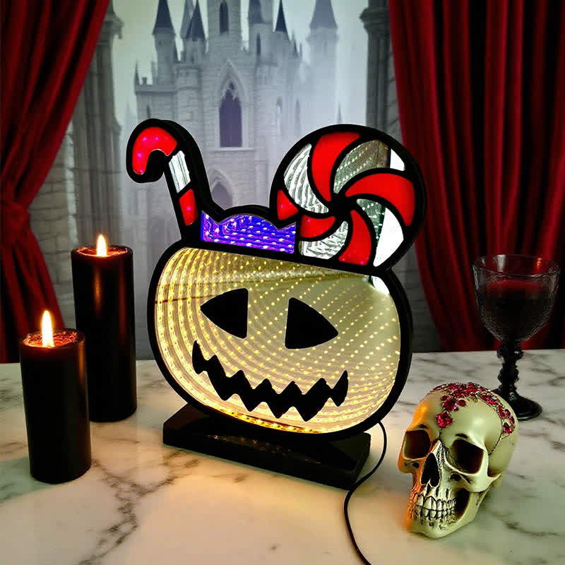 3D Pumpkin Infinity Lights Halloween Decoration