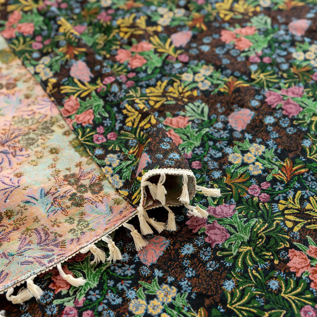 Retro Floral Branch Leaf Tassel Curtain