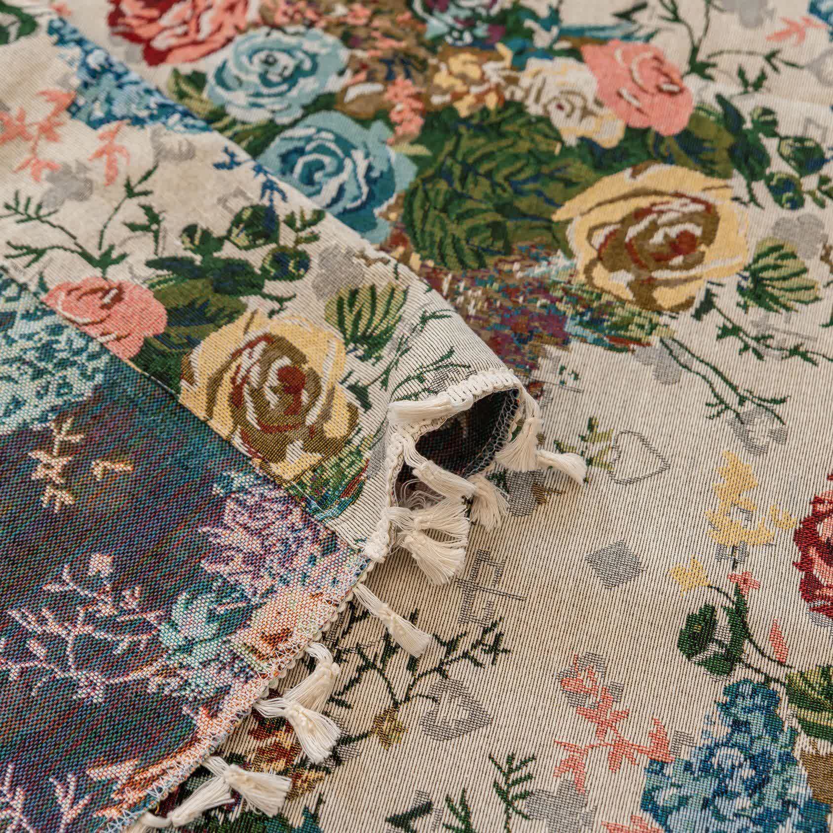 Retro Colorful Rose Tassel Curtain