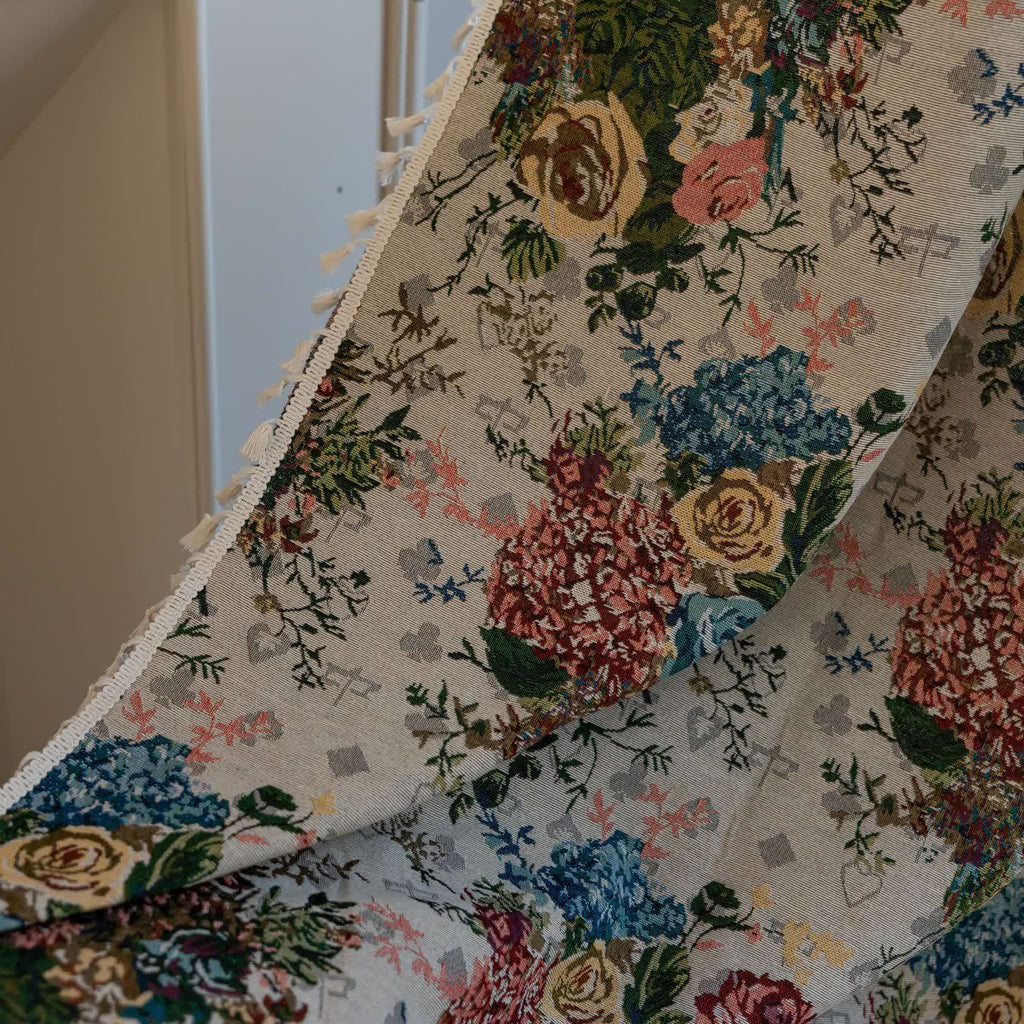 Retro Colorful Rose Tassel Curtain