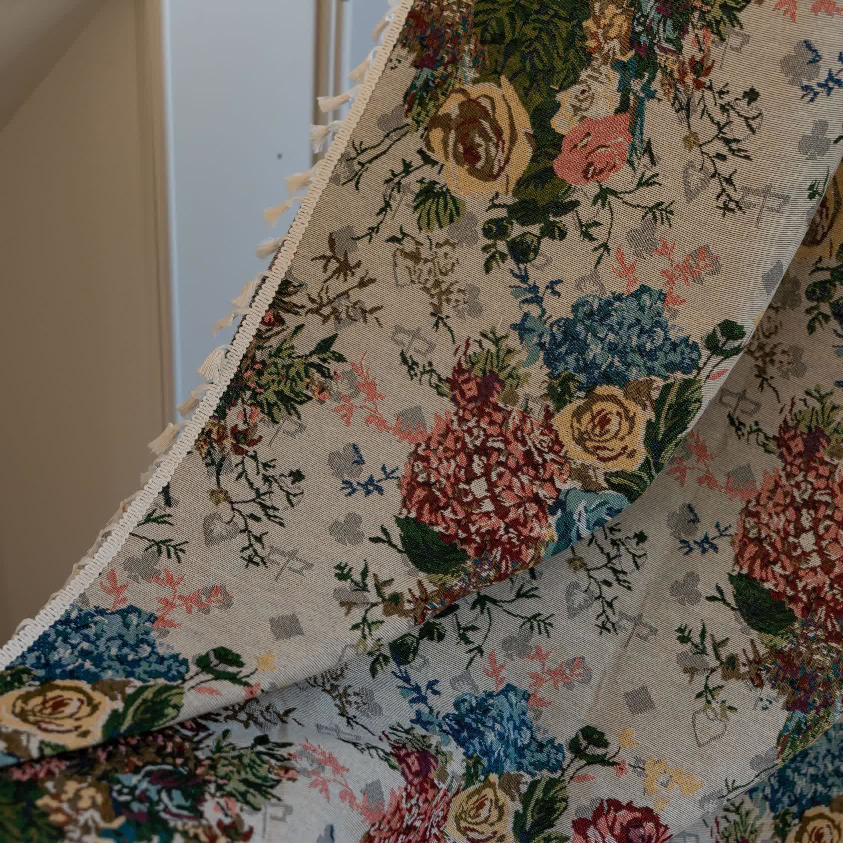 Retro Colorful Rose Tassel Curtain