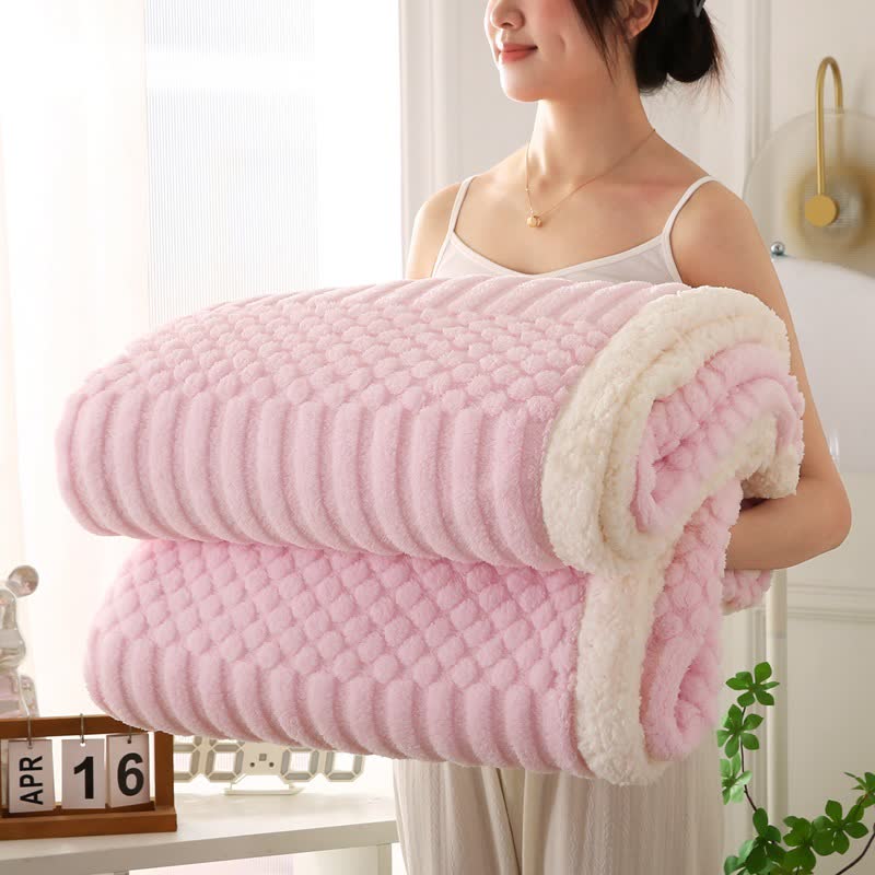 Solid Color Textured Fleece Throw Blanket