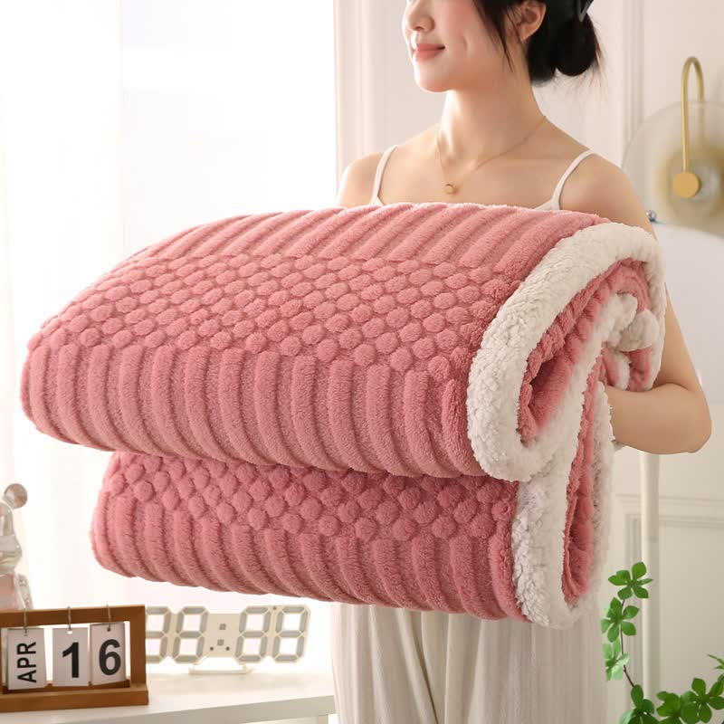 Solid Color Textured Fleece Throw Blanket