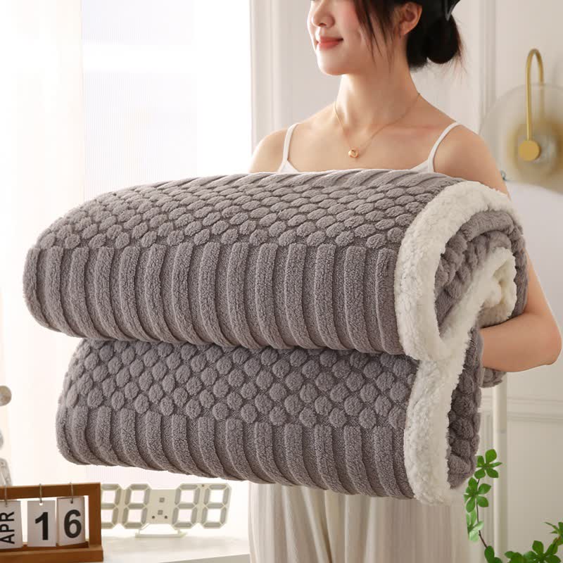 Solid Color Textured Fleece Throw Blanket
