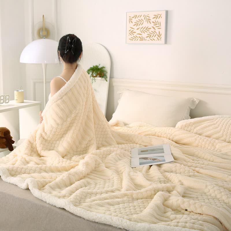 Solid Color Textured Fleece Throw Blanket