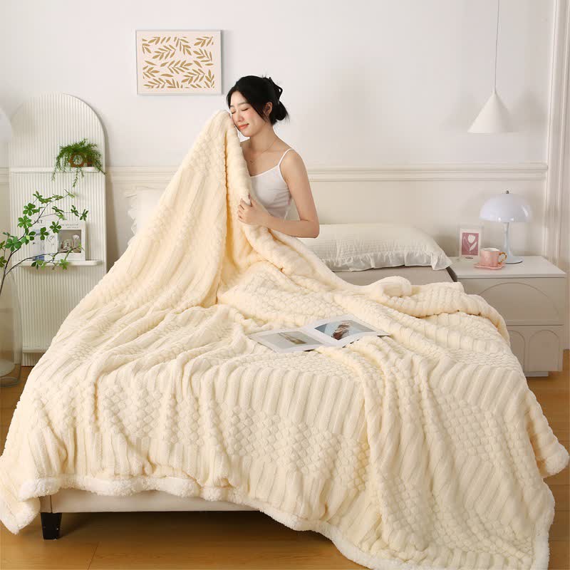 Solid Color Textured Fleece Throw Blanket