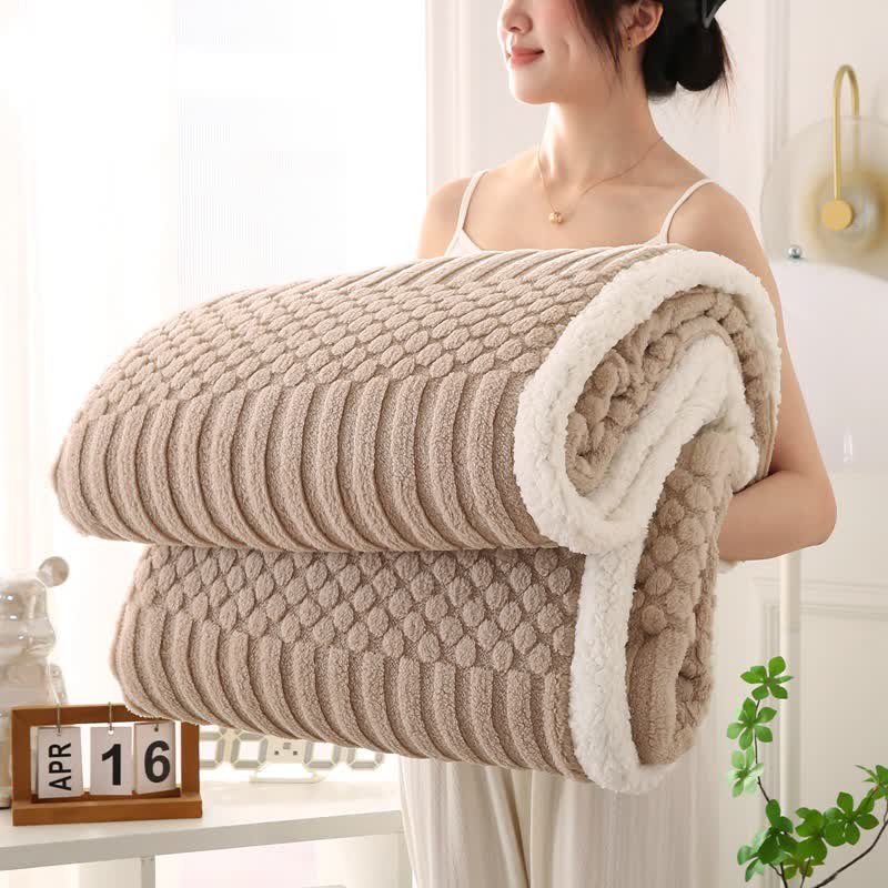 Solid Color Textured Fleece Throw Blanket