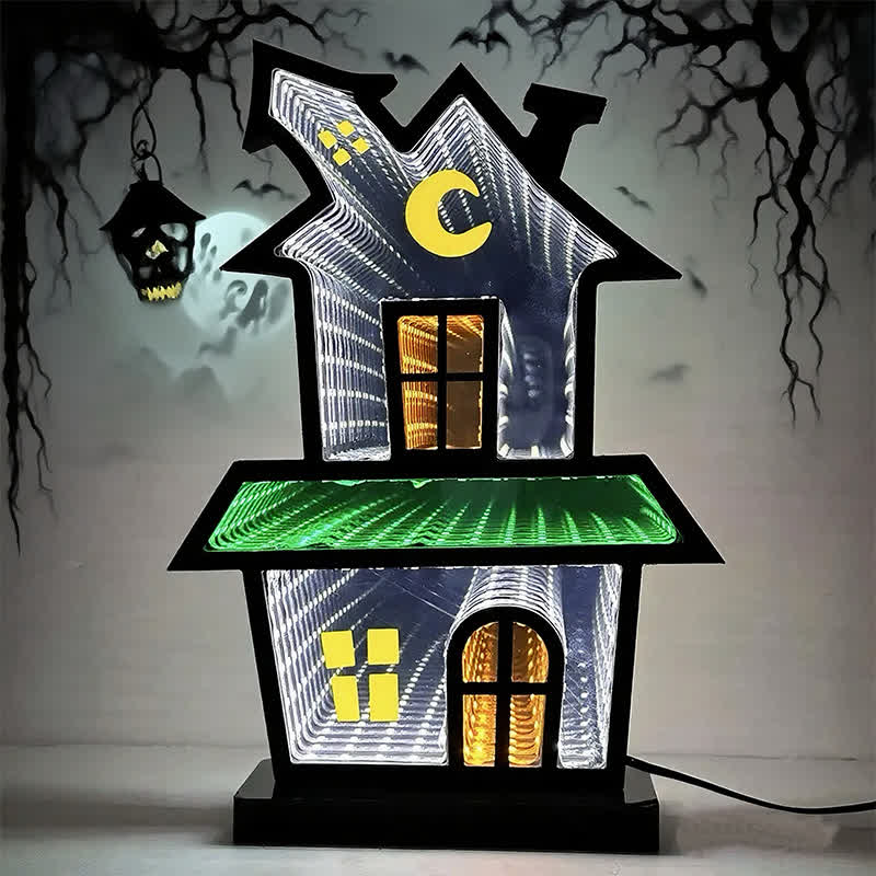 3D House Infinity Lights Halloween Decoration