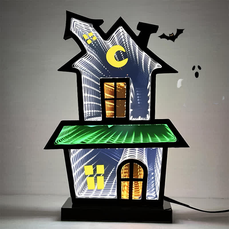 3D House Infinity Lights Halloween Decoration