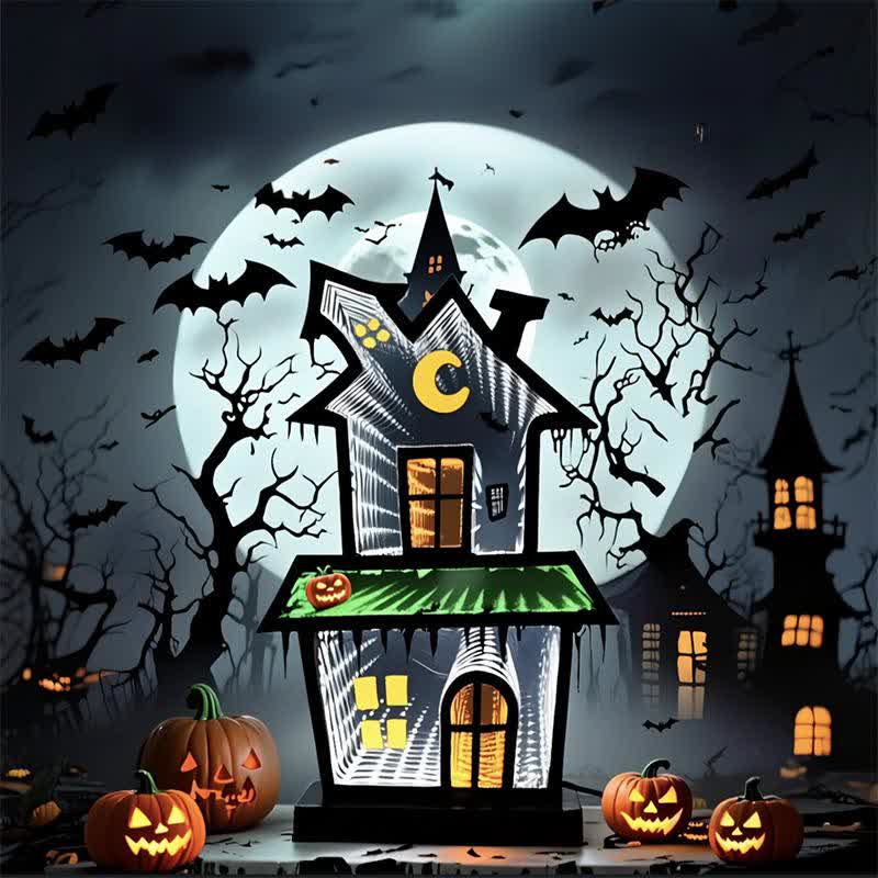 3D House Infinity Lights Halloween Decoration