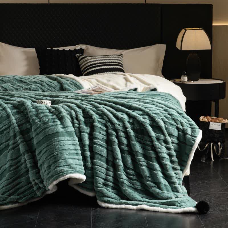 Textured Striped Jacquard Throw Blanket