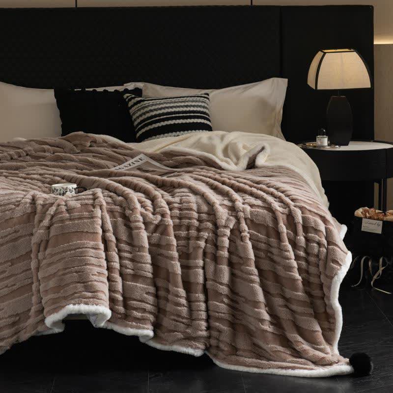 Textured Striped Jacquard Throw Blanket