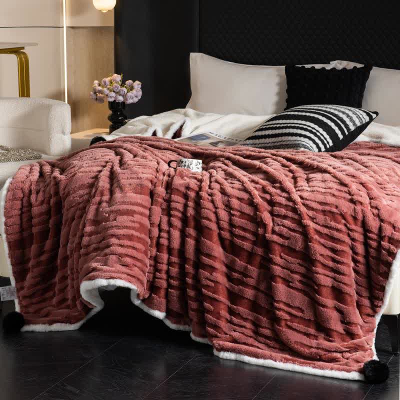 Textured Striped Jacquard Throw Blanket