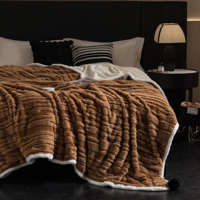 Textured Striped Jacquard Throw Blanket