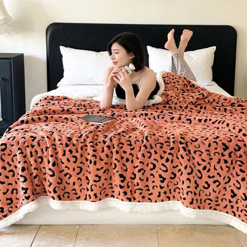 Leopard Jacquard Sherpa Throw Blanket
