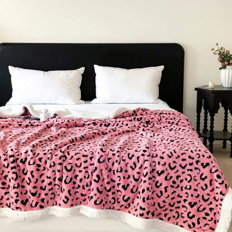 Leopard Jacquard Sherpa Throw Blanket