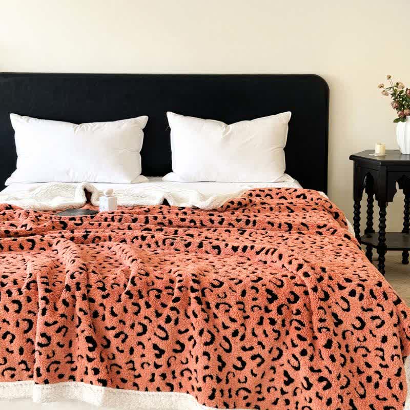 Leopard Jacquard Sherpa Throw Blanket