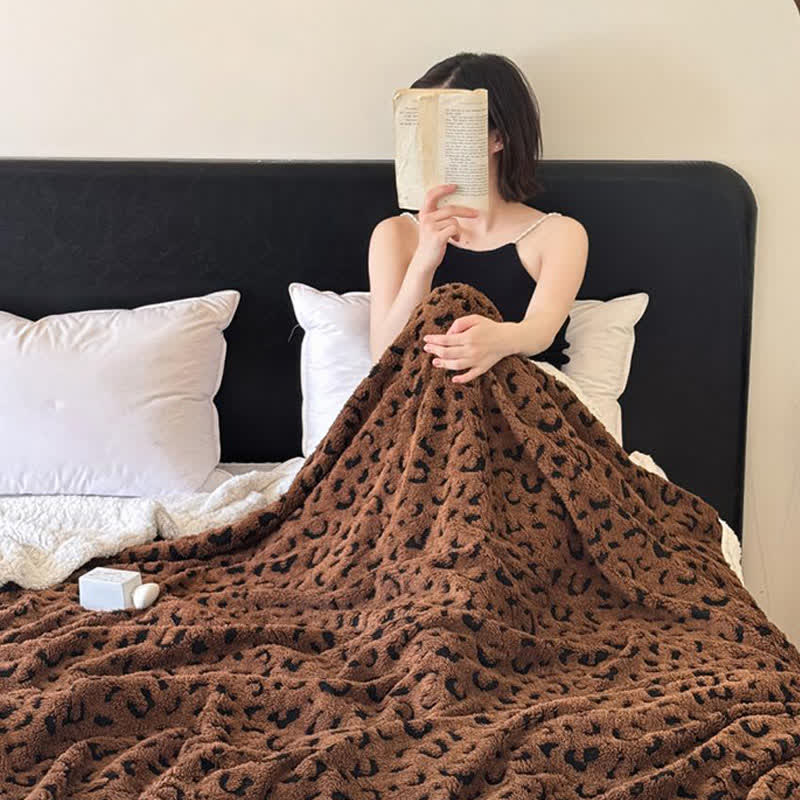 Leopard Jacquard Sherpa Throw Blanket
