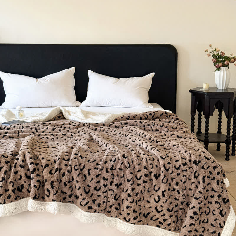 Leopard Jacquard Sherpa Throw Blanket