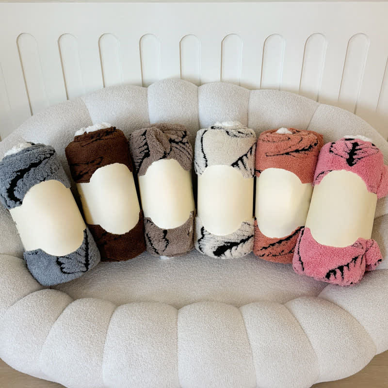 Large Leaf Jacquard Plush Blanket