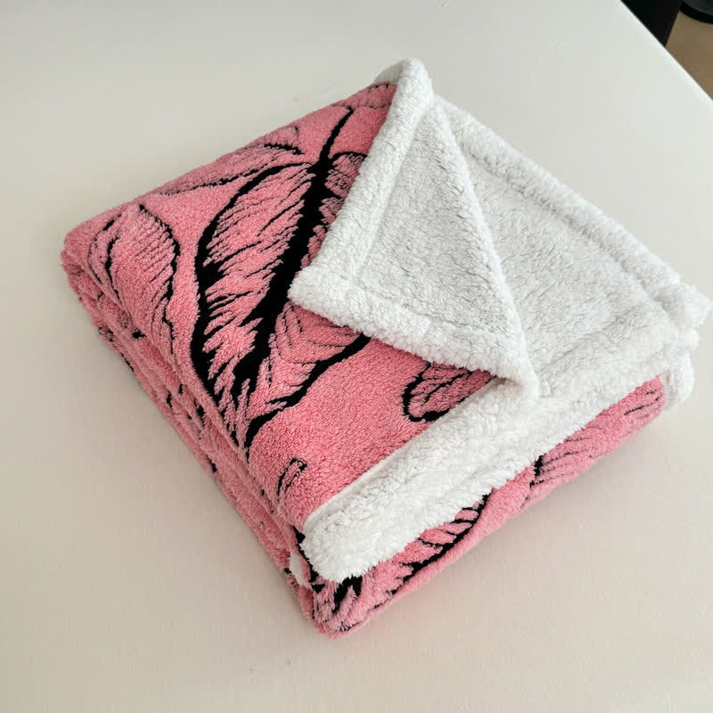 Large Leaf Jacquard Plush Blanket