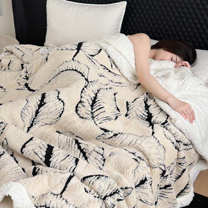 Large Leaf Jacquard Plush Blanket
