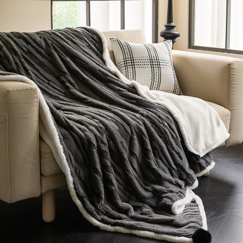 Textured Striped Jacquard Throw Blanket