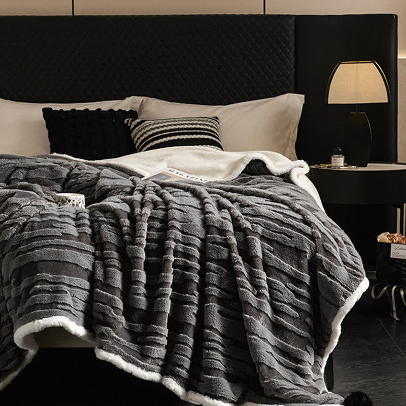 Textured Striped Jacquard Throw Blanket