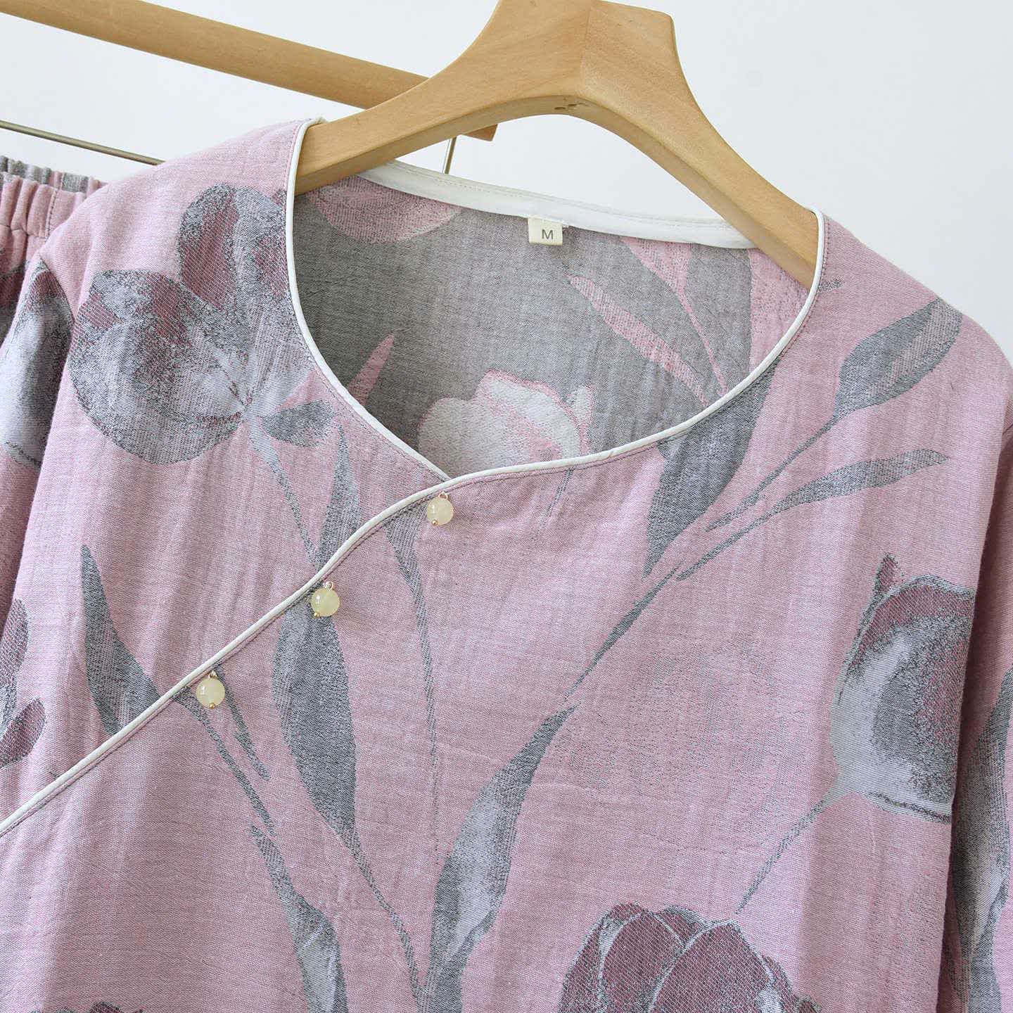 Tulip Cotton Gauze Jacquard Loungewear Set