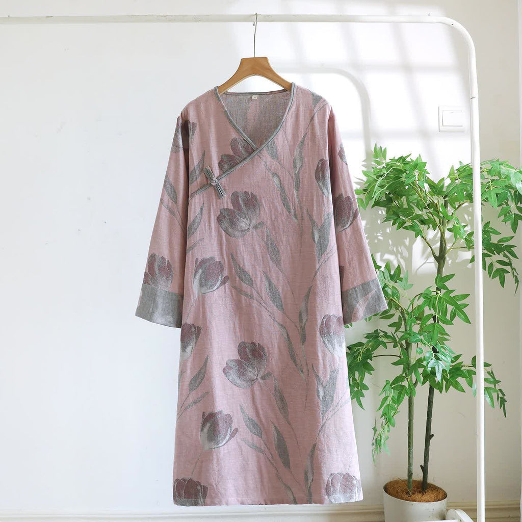 Tulip Natural Cotton Gauze Jacquard Nightdress