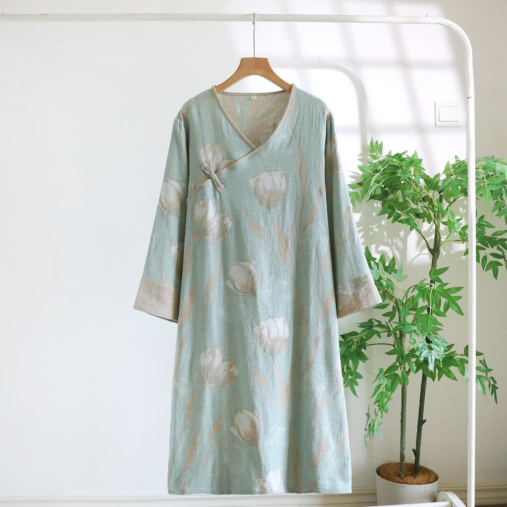 Tulip Natural Cotton Gauze Jacquard Nightdress