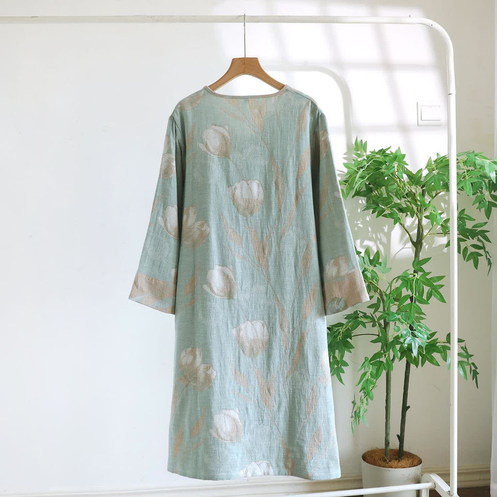 Tulip Natural Cotton Gauze Jacquard Nightdress