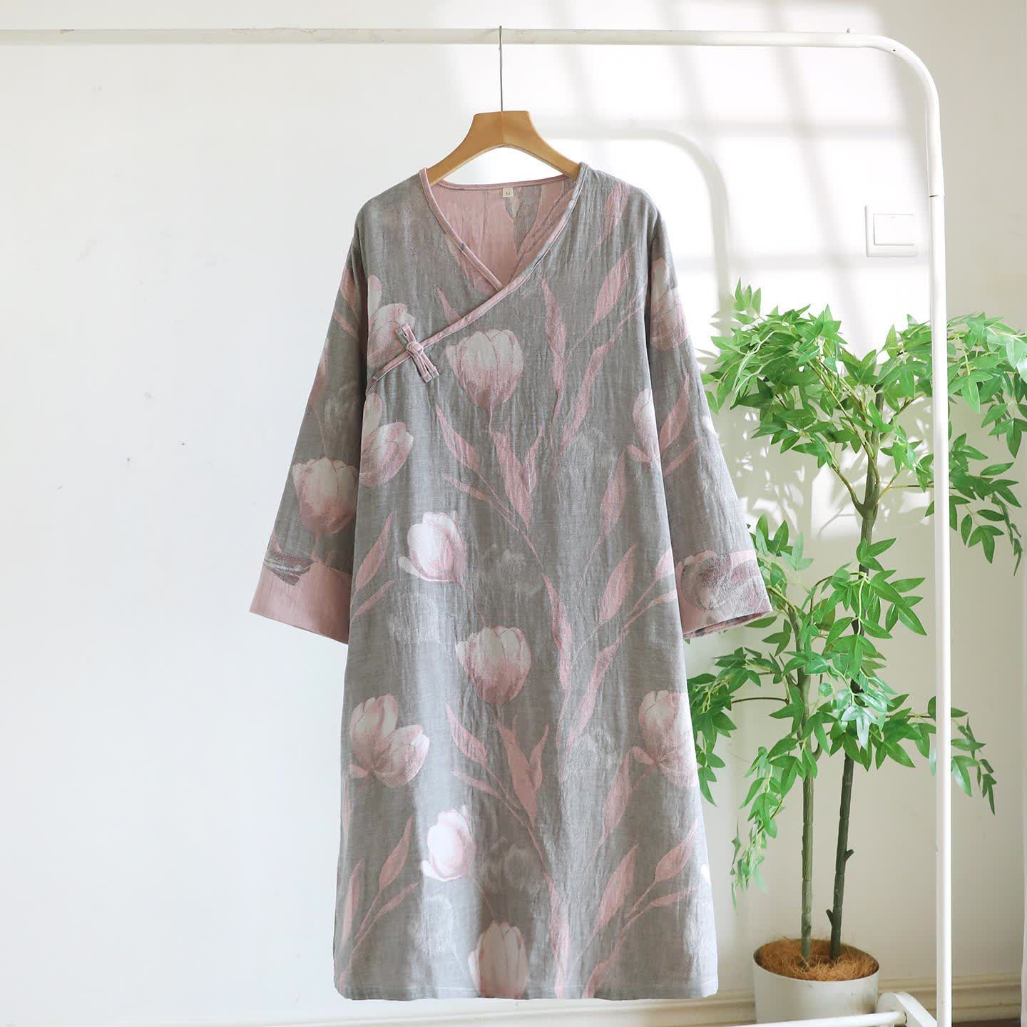 Tulip Natural Cotton Gauze Jacquard Nightdress