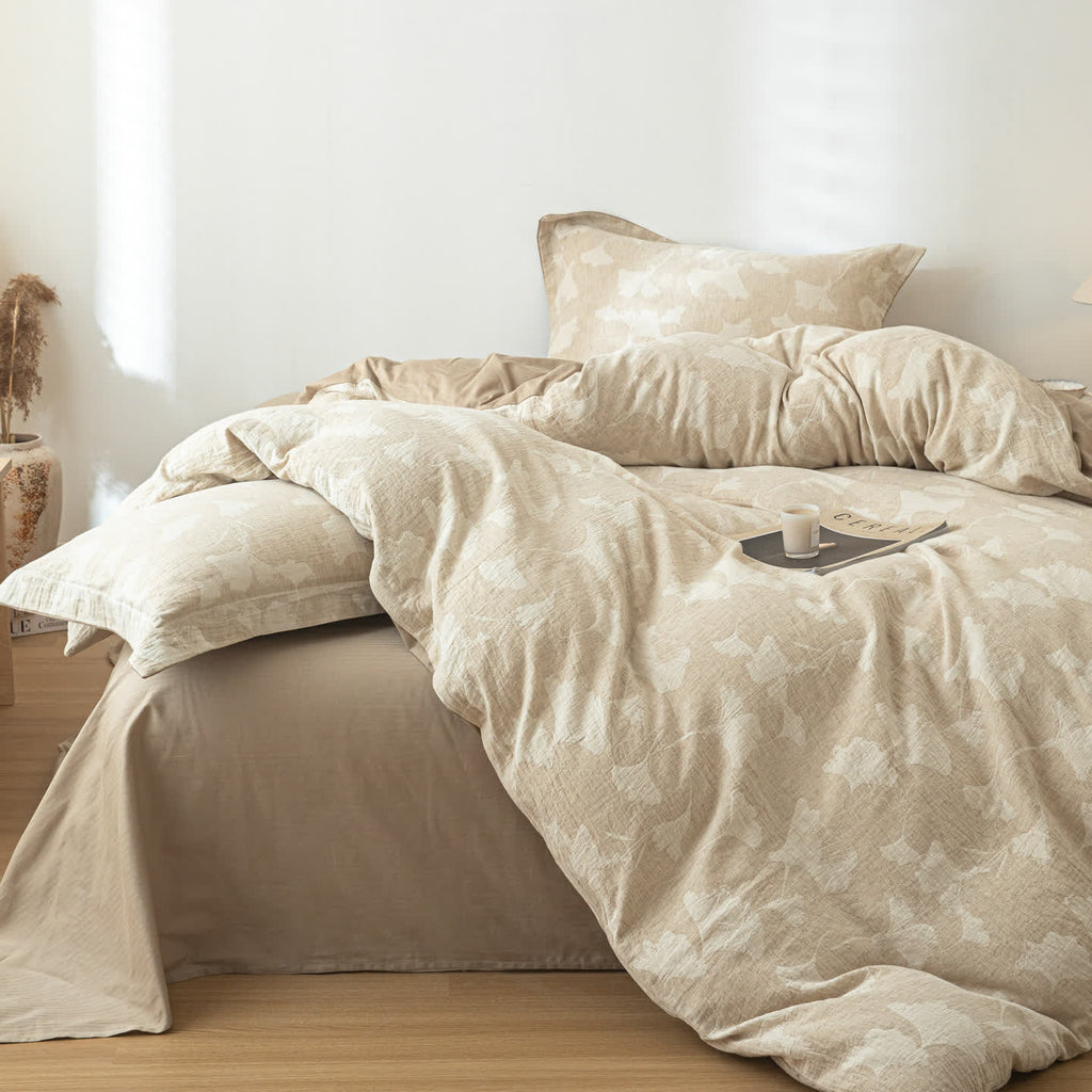 Ginkgo Jacquard Cotton Linen Bedding Set