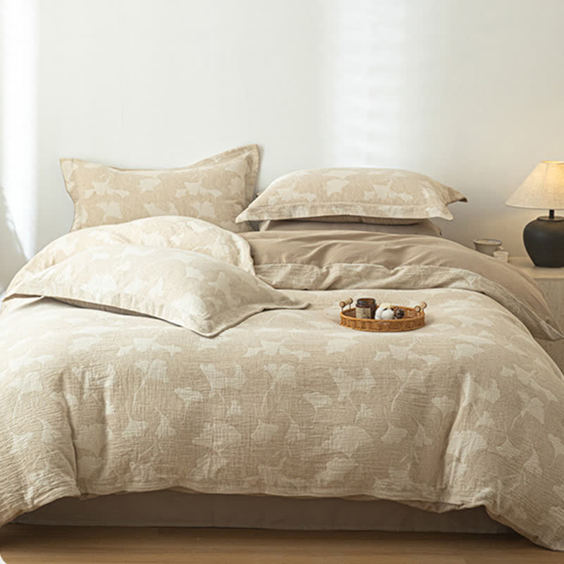Ginkgo Jacquard Cotton Linen Bedding Set