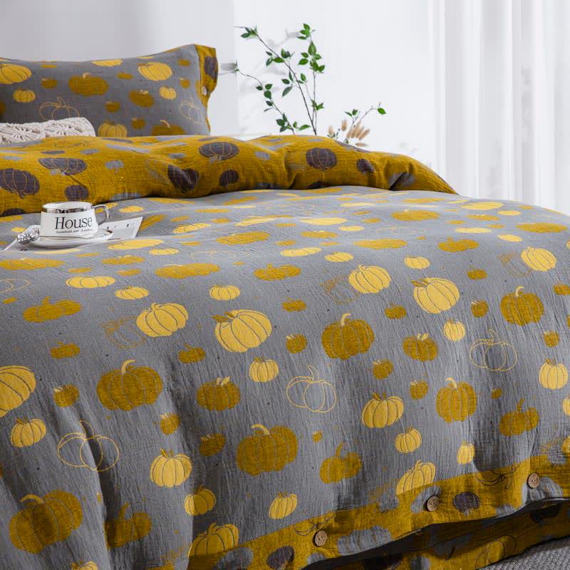 Button Pumpkin Cotton Gauze Bedding Set (4PCS)