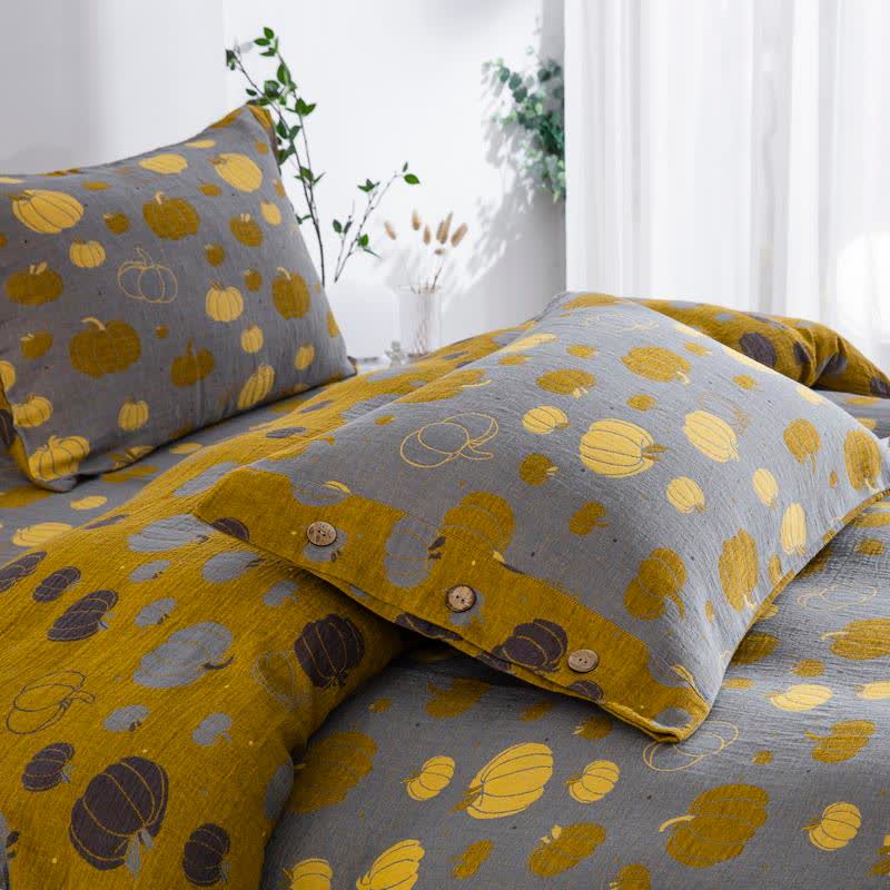 Button Pumpkin Cotton Gauze Bedding Set (4PCS)