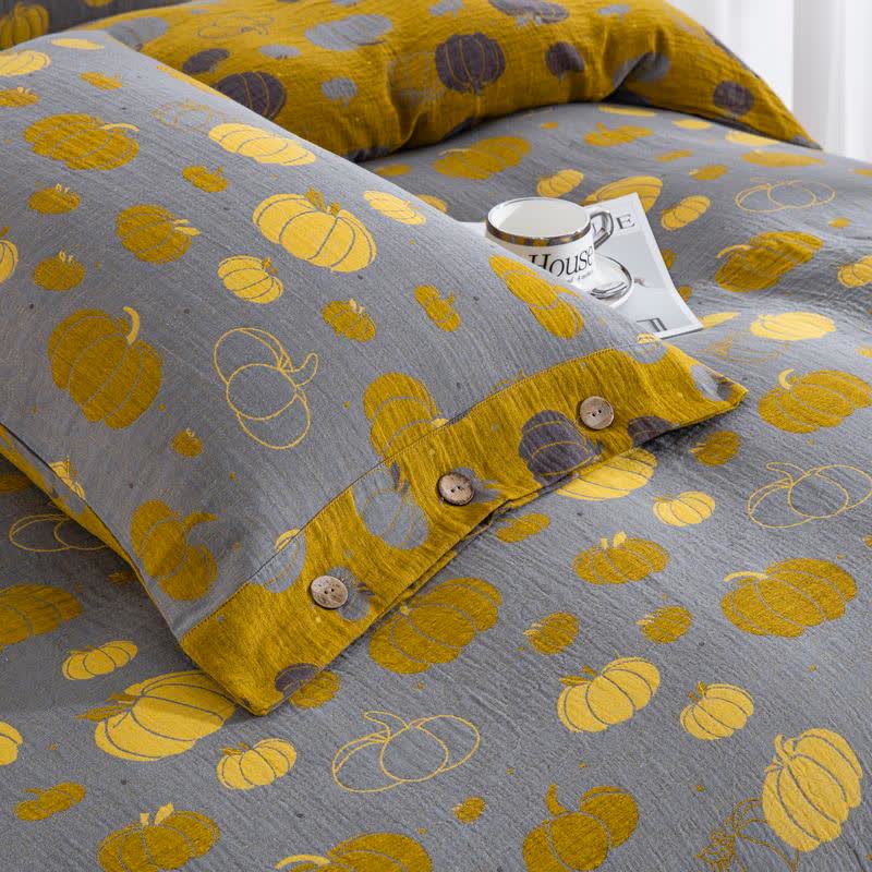 Button Pumpkin Cotton Gauze Bedding Set (4PCS)