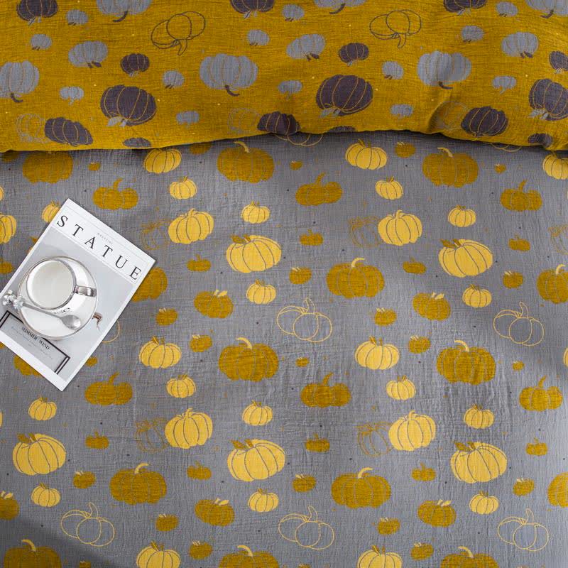 Button Pumpkin Cotton Gauze Bedding Set (4PCS)