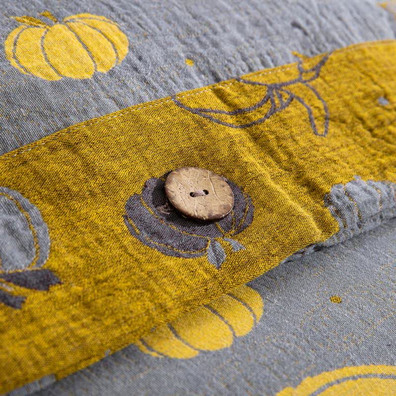 Button Pumpkin Cotton Gauze Bedding Set (4PCS)