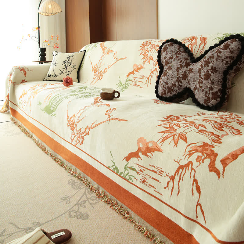 Mountain Botanical Chenille Sofa Throw