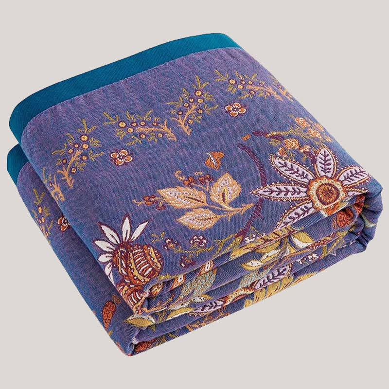 Purple Floral Muslin Cotton Gauze Quilt