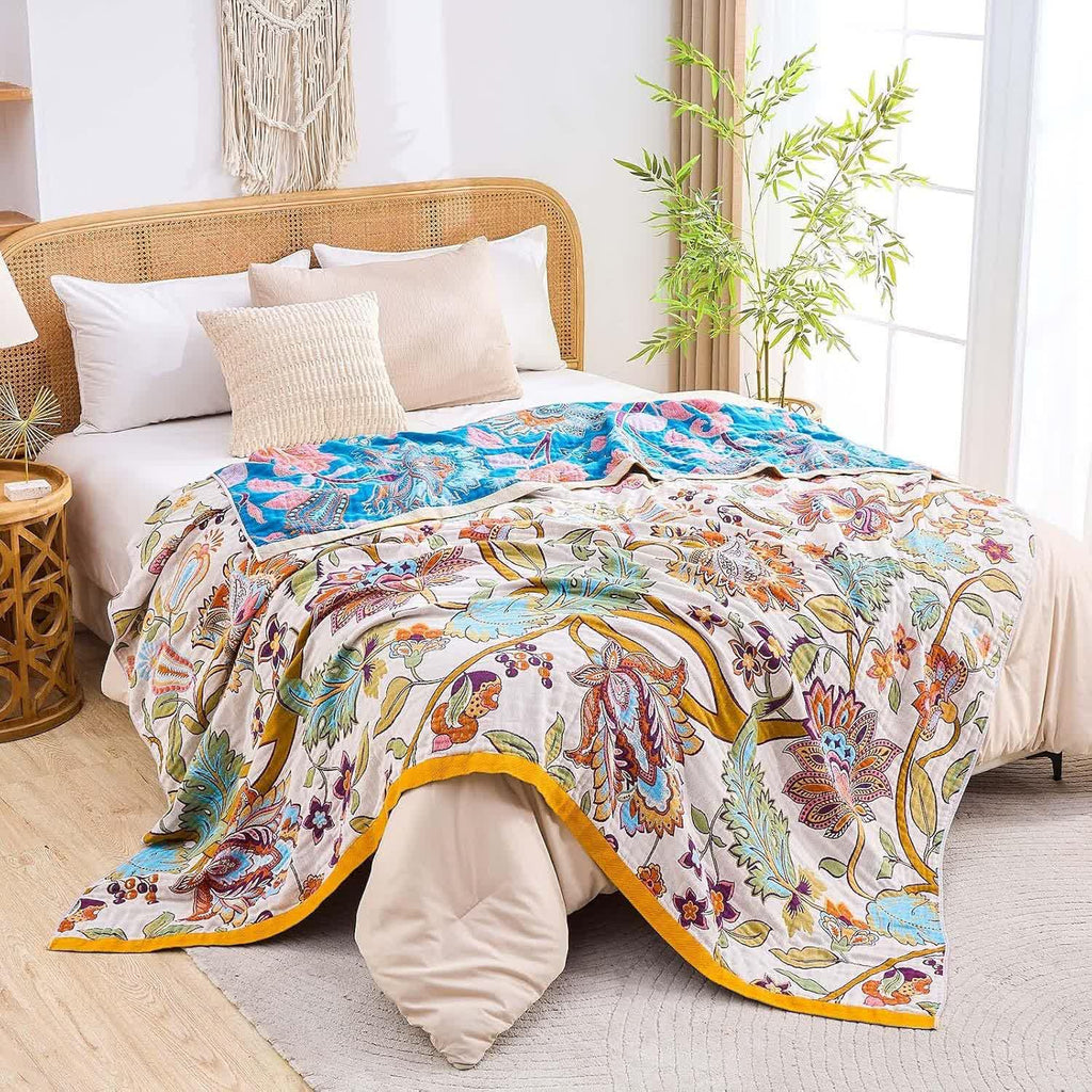 Retro Floral Muslin Cotton Gauze Quilt