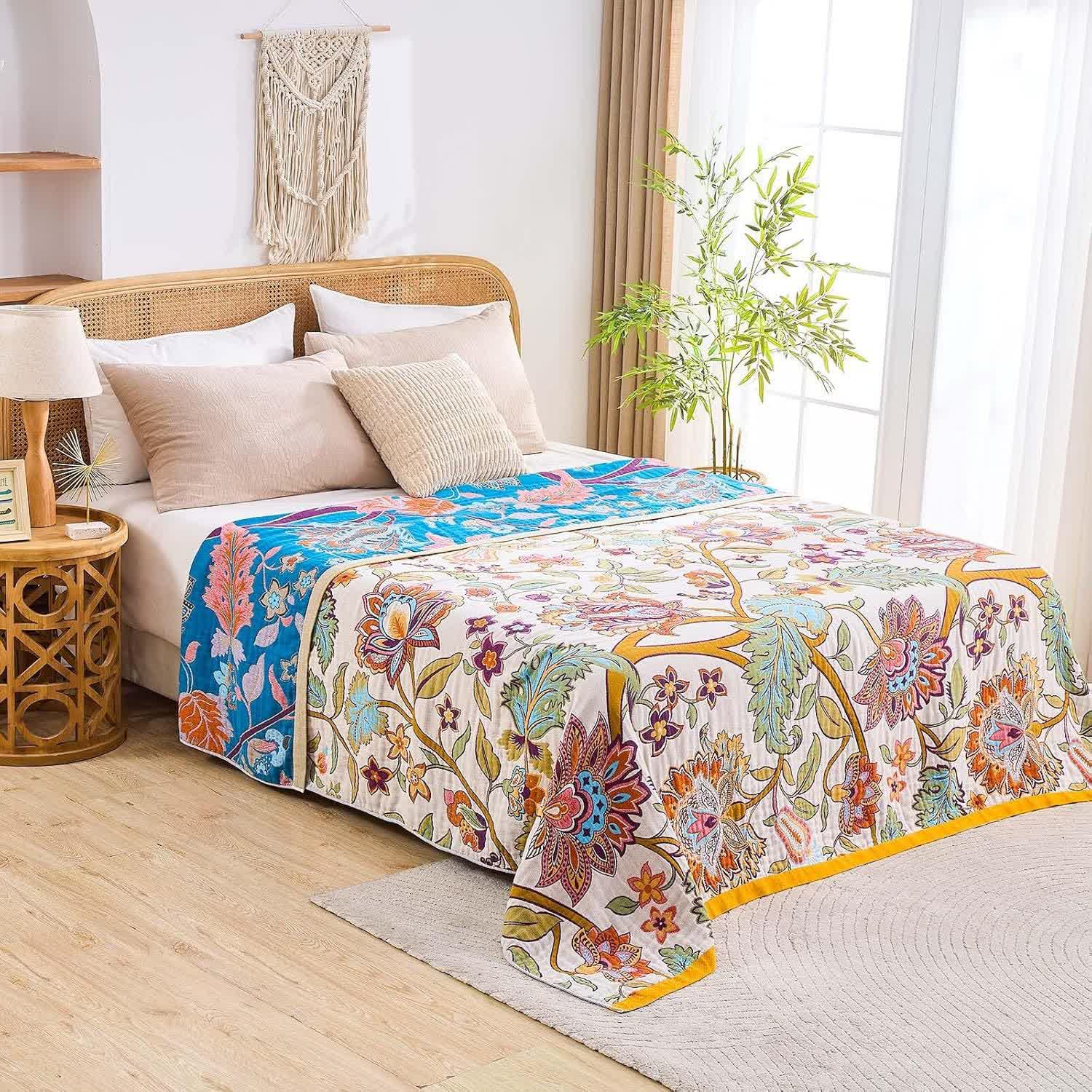 Retro Floral Muslin Cotton Gauze Quilt