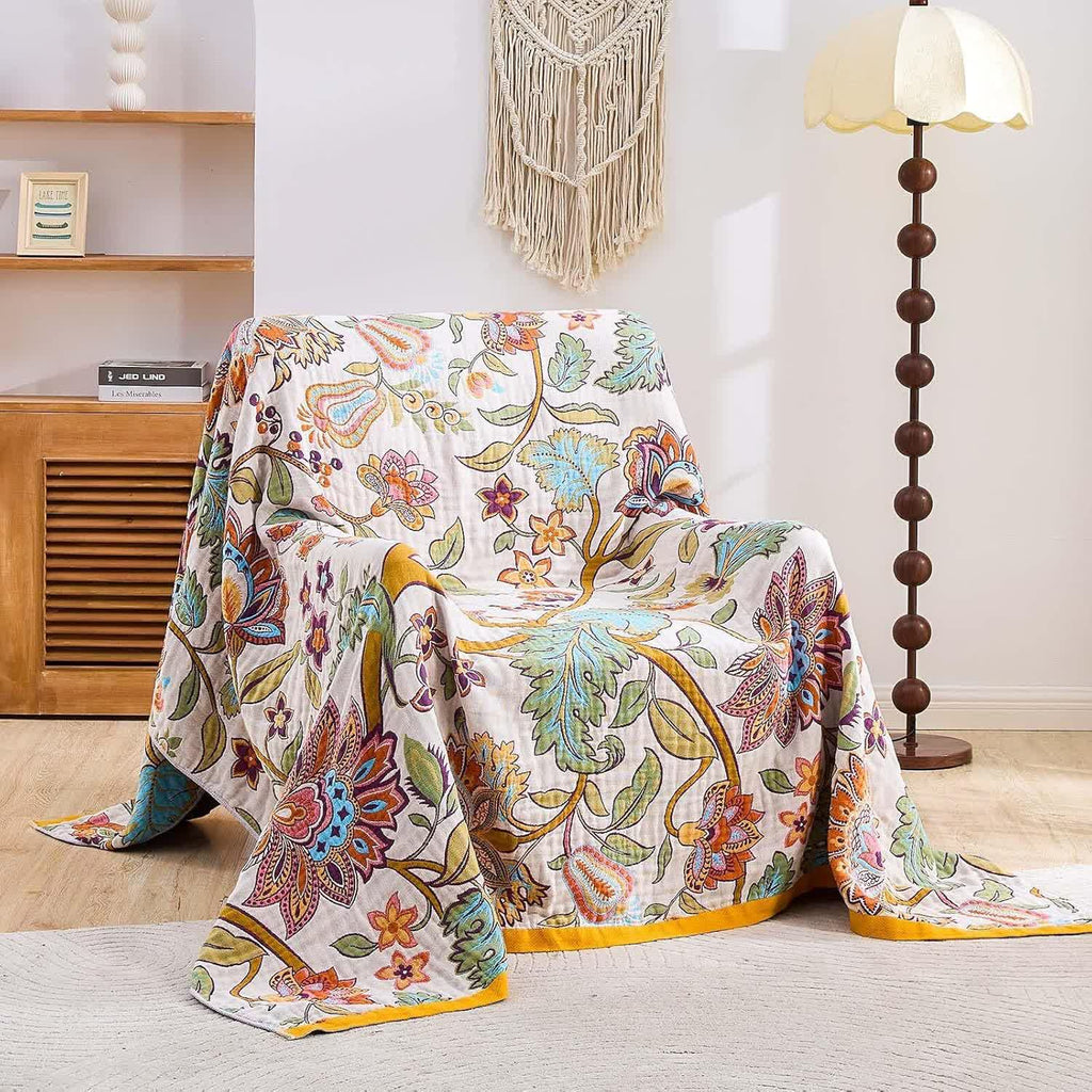 Retro Floral Muslin Cotton Gauze Quilt