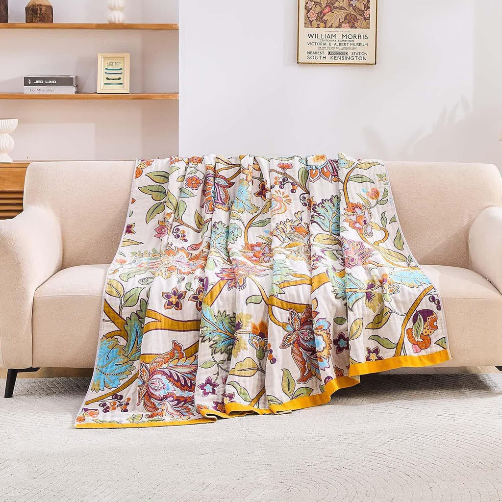 Retro Floral Muslin Cotton Gauze Quilt