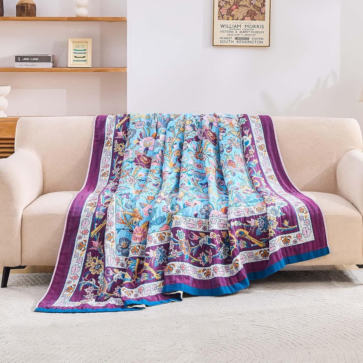 Floral Frame Muslin Cotton Gauze Quilt