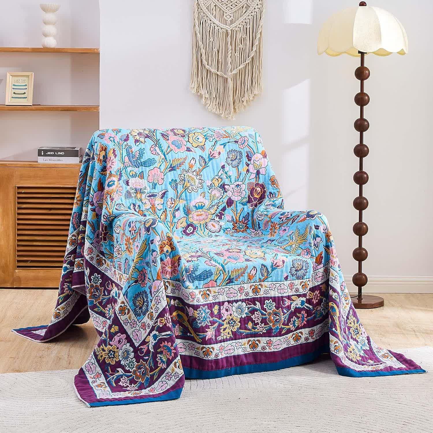 Floral Frame Muslin Cotton Gauze Quilt