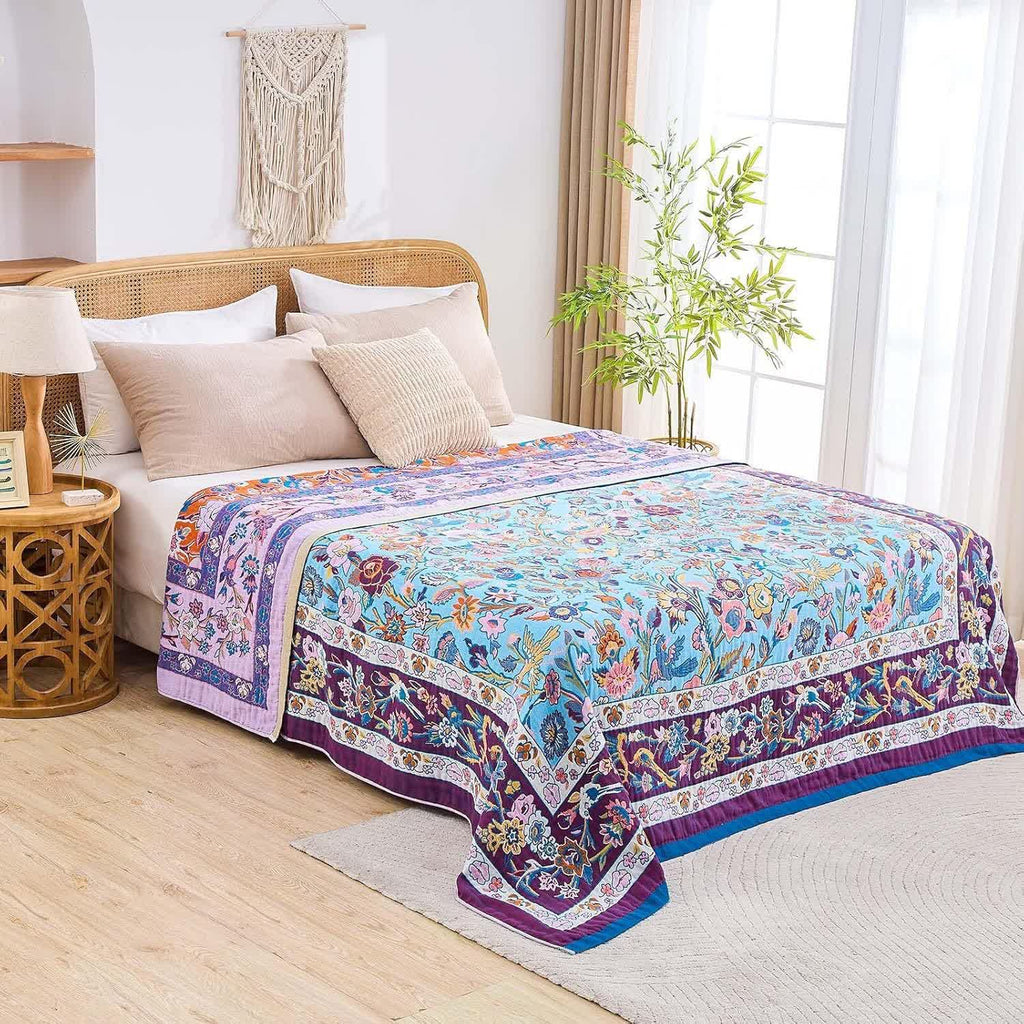 Floral Frame Muslin Cotton Gauze Quilt
